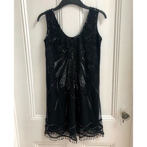 Black Sequin/Beaded Evening Dress